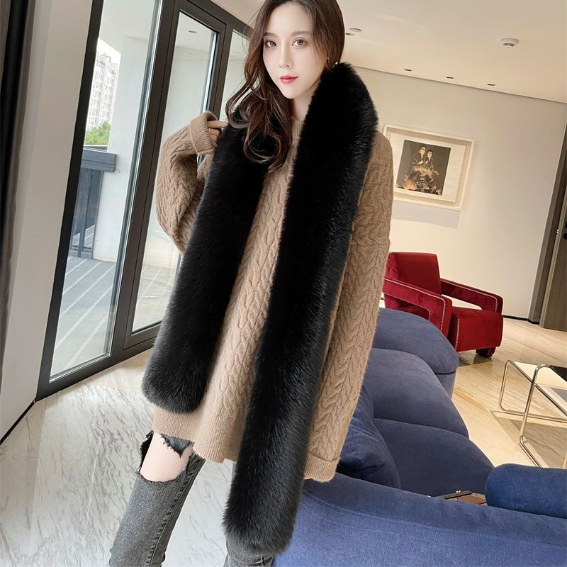 Fake Fur Long Scarf 180cm Party Luxury Wraps Vintage Fur Neck Warmer